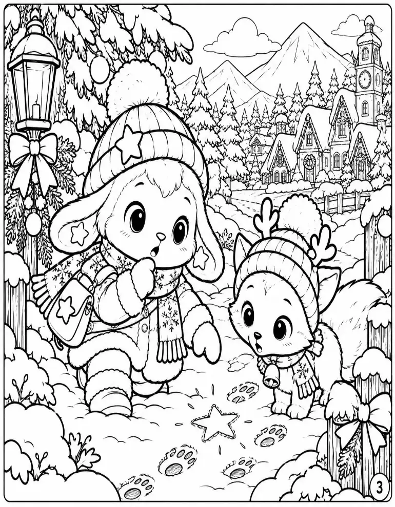 Christmas Tree Decorating Coloring Page