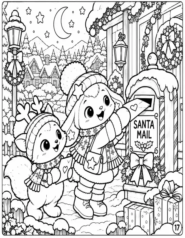 Santa Mail Christmas Coloring Page